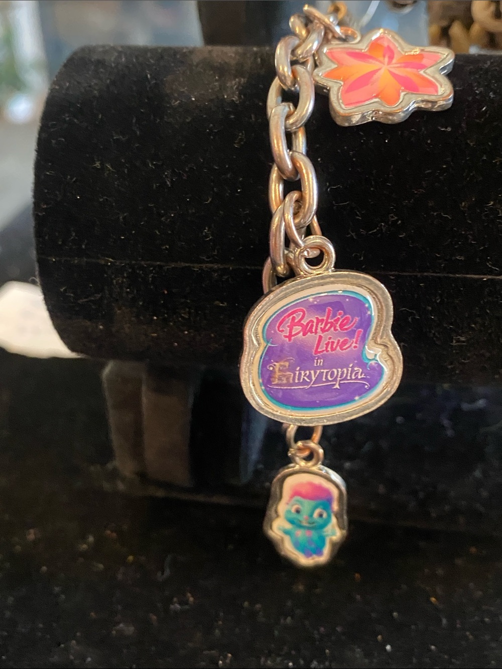 Rare Barbie Inc. Enamel Charm Bracelet 2005 Fairytopia with Charms
